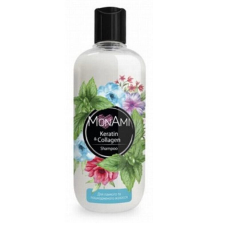 MonAmi šampūnas lūžinėjantiems ir pažeistiems plaukams Keratin&Kolagen, 500 ml