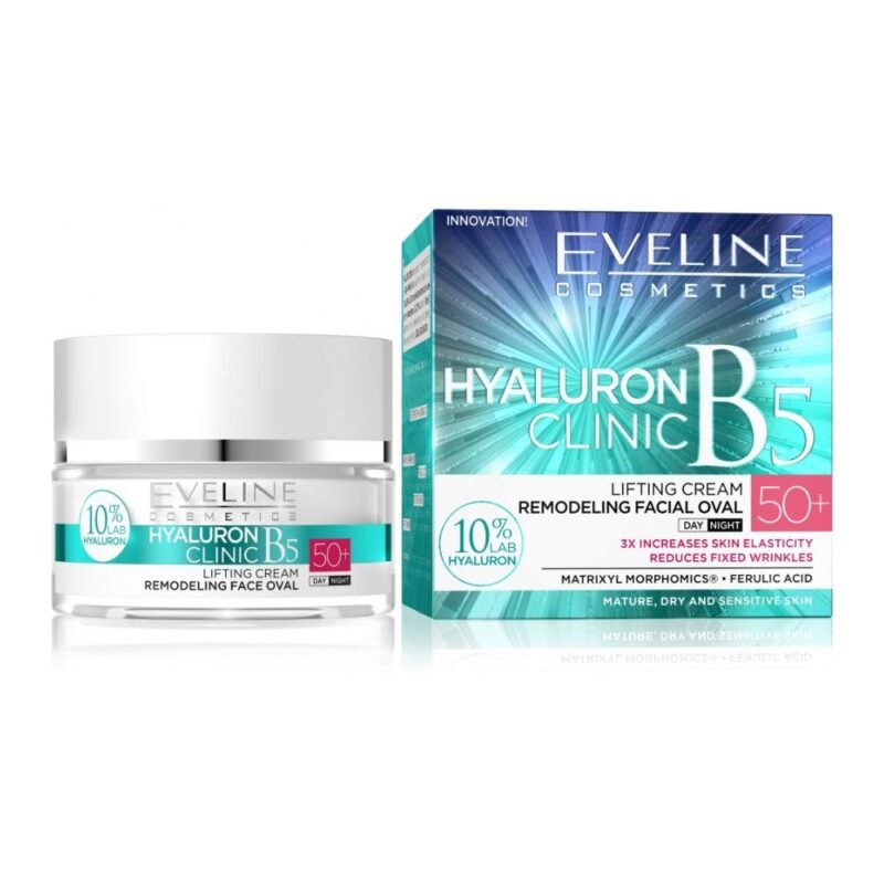 HYALURON CLINIC B5 Stangrinamasis veido kremas/Remodeliuojantis veido ovalą, 50+, dieninis/naktinis, 50 ml