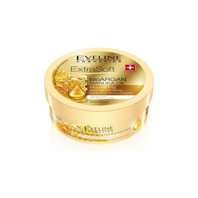 EXTRA SOFT Maitinamasis-jauninamasis veido ir kūno kremas. Su bioArgano ir Manuka aliejais, 175 ml
