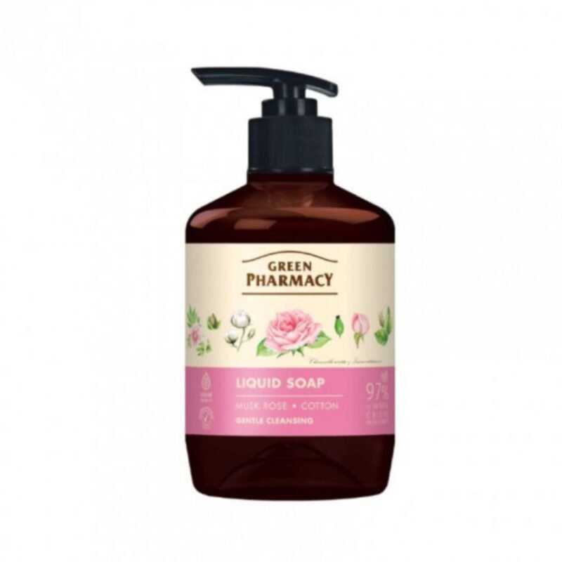 GREEN PHARMACY Skystas muilas Muskuso rožė ir medvilnė, 460 ml