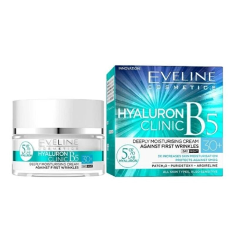 HYALURON CLINIC B5 Giliai drėkinantis veido kremas nuo pirmųjų raukšlių, 30+, dieninis/naktinis, 50 ml