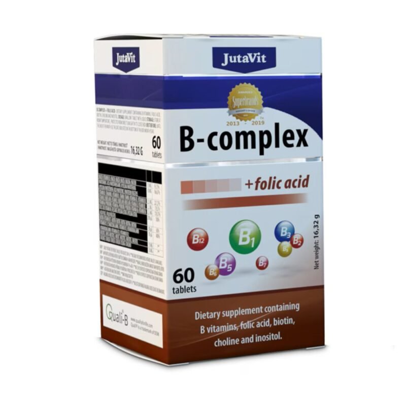 JutaVit vitamino B kompleksas + folio rūgštis, 60 tablečių