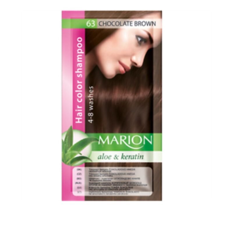 MARION dažantis šampūnas. Šokoladinė ruda 63, 40 ml