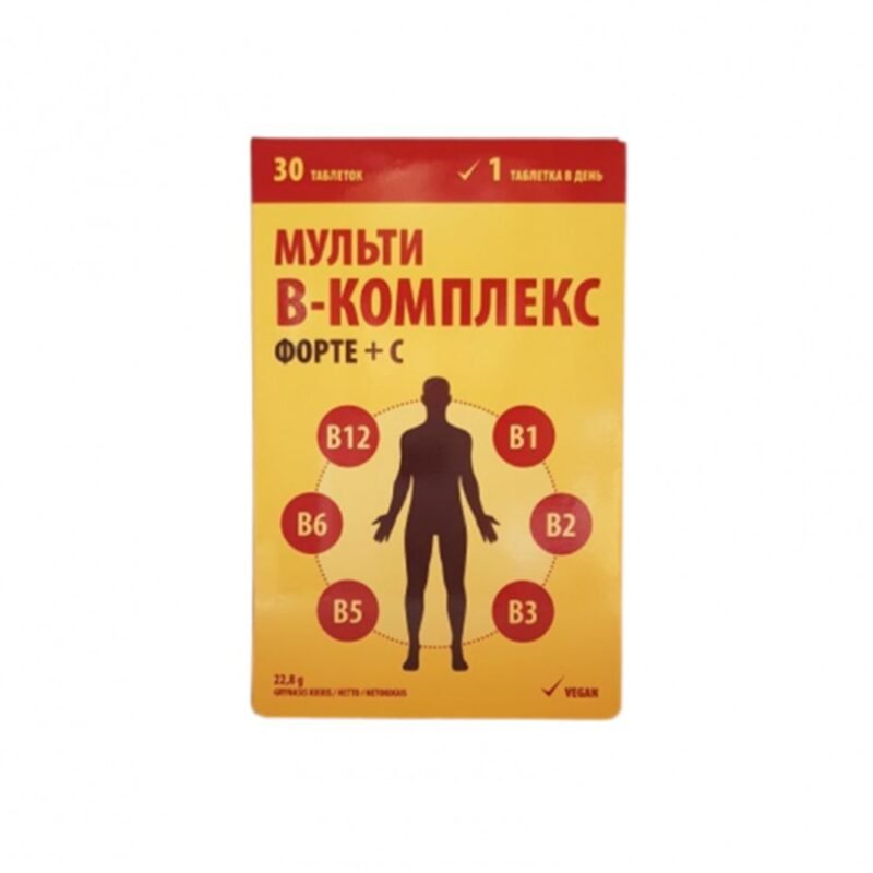 Maisto papildas Multi B kompleksas Forte + vitaminas C, 30 tablečių