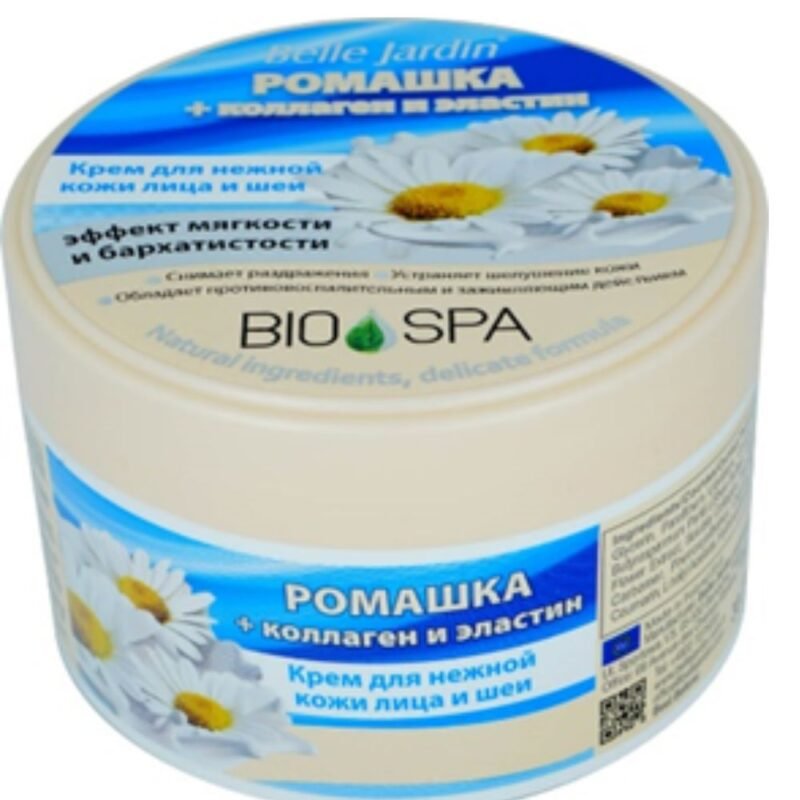 Veido ir kaklo kremas su ramunėlių ekstraktu, kolagenu ir elastinu BELLE JARDIN BIO SPA, 200 ml