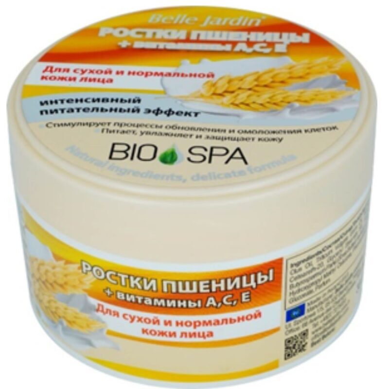 Veido kremas su kviečių gemalų aliejumi ir vitaminais A, C, E BELLE JARDIN BIO SPA, 200 ml