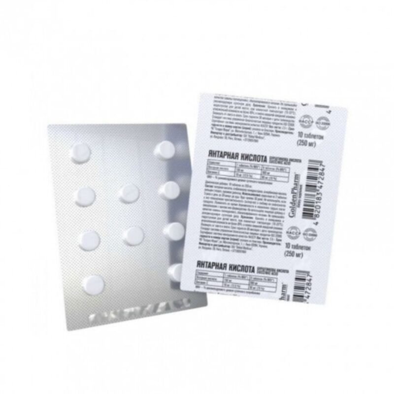 GOLDEN PHARM maisto papildas Gintaro rūgštis, 10 tablečių