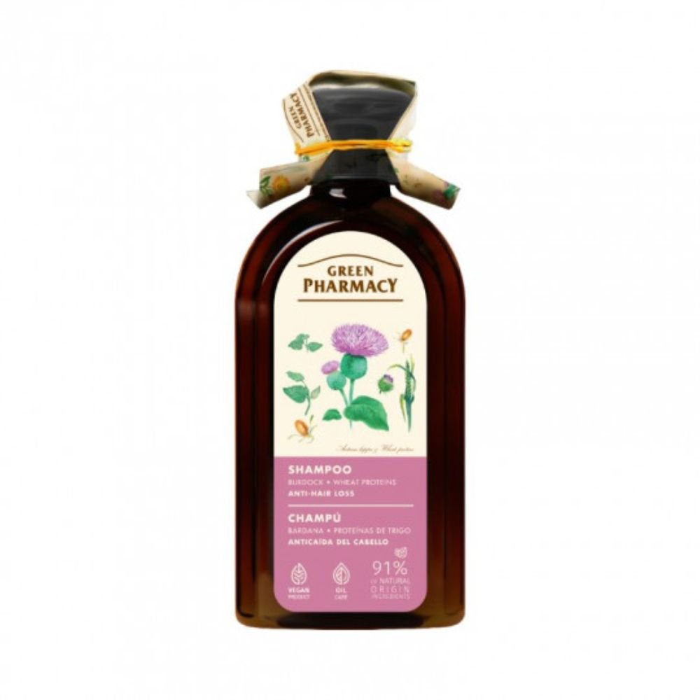GREEN PHARMACY šampūnas nuo plaukų slinkimo Varnalėša ir kviečių baltymai, 350 ml