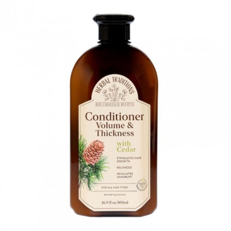 HERBAL TRADITIONS plaukų kondicionierius su kedru, suteikiantis apimties ir tvirtumo plaukams, 500 ml