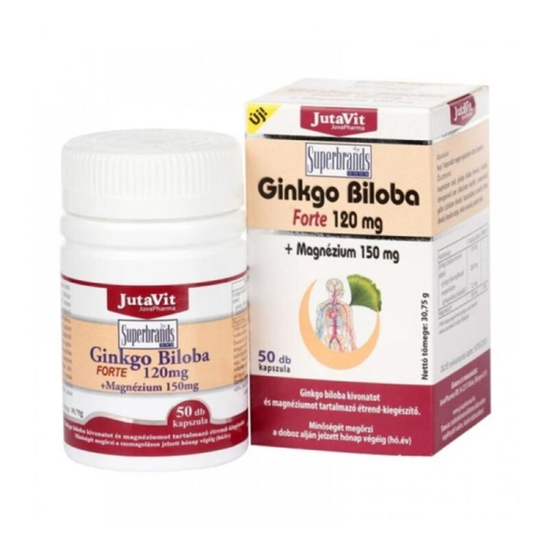 JutaVit Ginkgo Biloba forte 120 mg + magnis 150 mg, 50 kapsulių