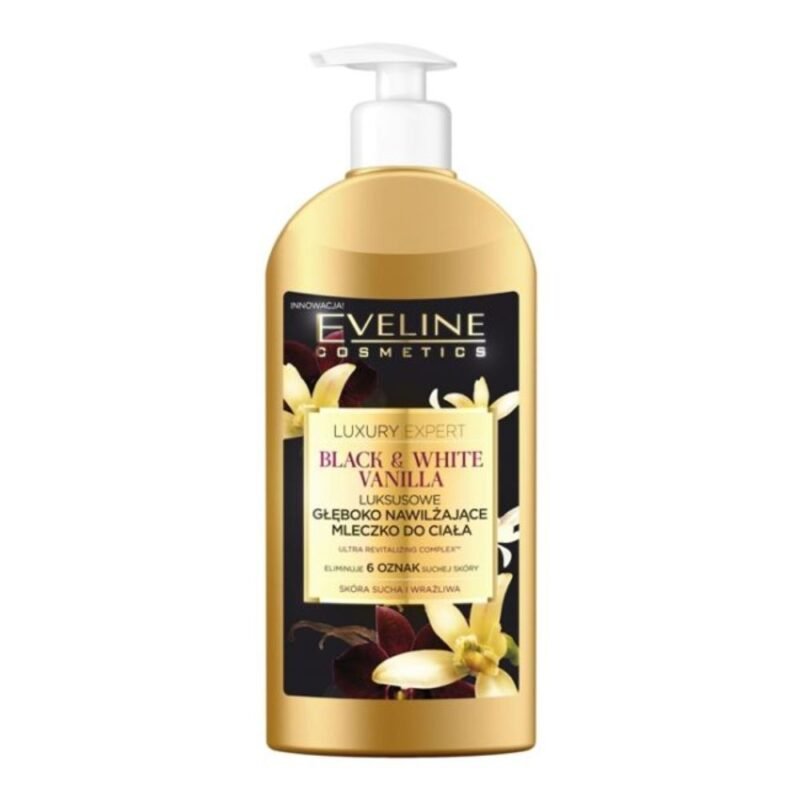 Kūno losjonas EVELINE Black & White Vanilla, 350 ml