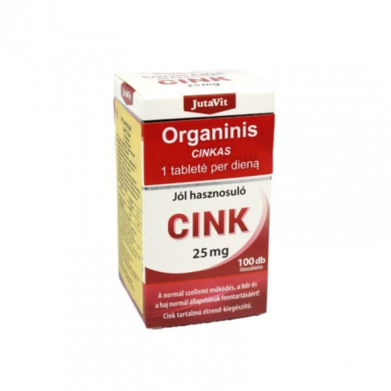 Maisto papildas JutaVit Organinis cinkas (25 mg), 100 tablečių