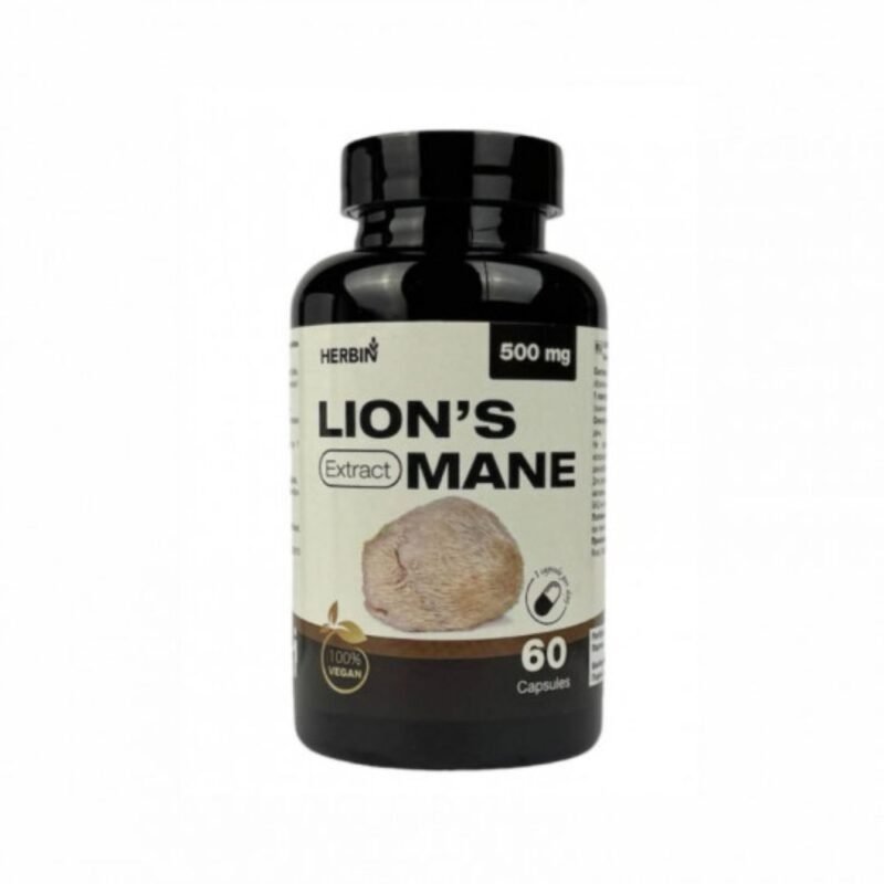 Maisto papildas HERBIN LION'S MANE EXTRACT (liūto karčiai / gericijaus grybas), 60 kapsulių