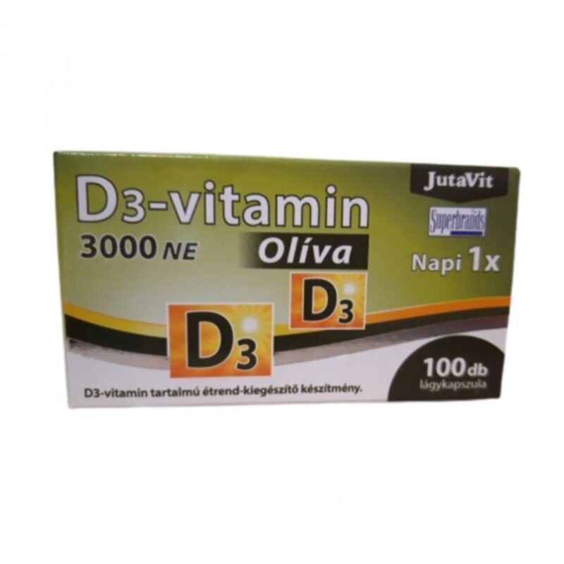 Maisto papildas JutaVit Vitaminas D3 Olive 3000 TV 75 µg, 100 kapsulių