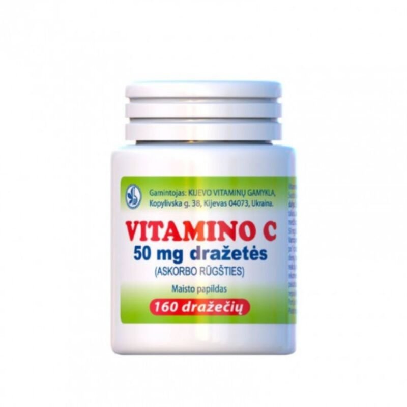 Maisto papildas Vitamino C 50 mg dražetės, 160 vnt.