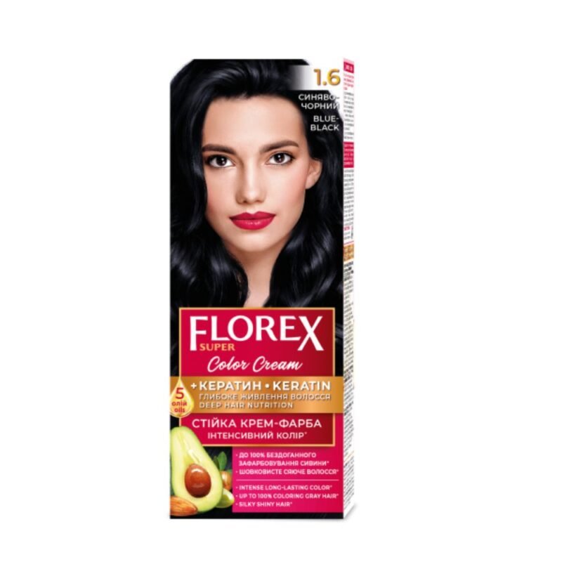 Plaukų dažai FLOREX 1.6 mėlynai juodas
