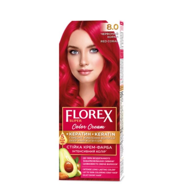 Plaukų dažai FLOREX 8.0 raudonas koralas