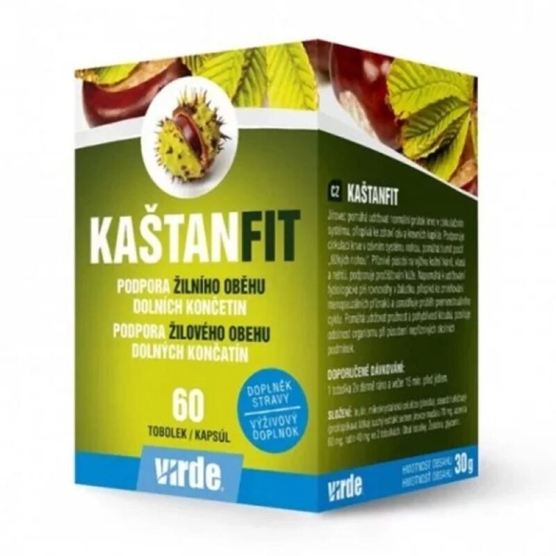 VIRDE kaštanfit (kaštonas, malpigija, rutinas ir C vitaminas) kraujotakai, kapiliarams, 60 kapsulių