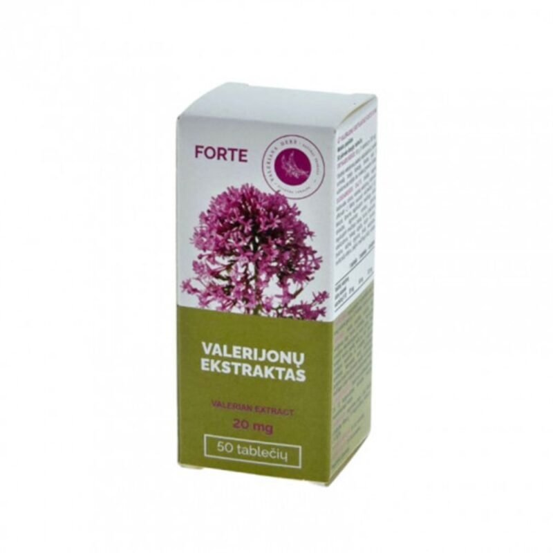 Valerijonų ekstraktas 20 mg FORTE, 50 tablečių