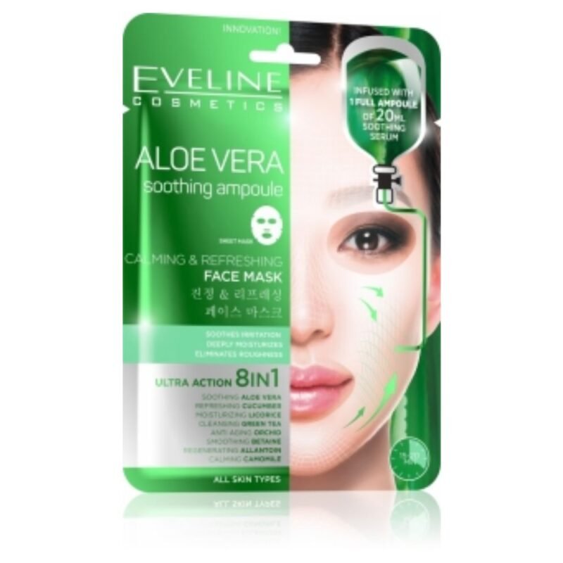 ALOE VERA SOOTHING AMPOULE Raminamoji-gaivinamoji veido kaukė