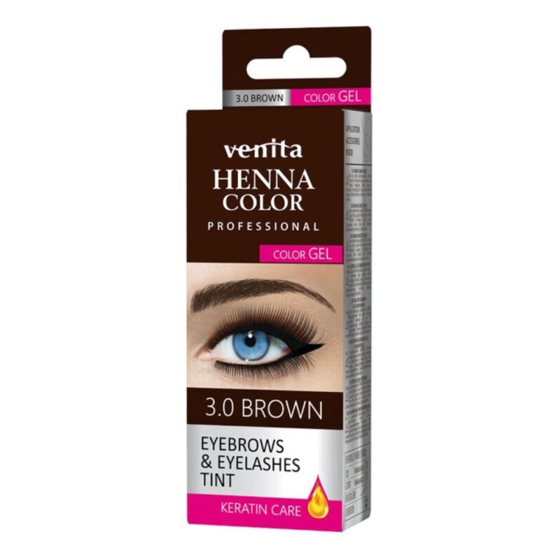 Antakių ir blakstienų dažai Venita Henna Color Gel 3.0 Ruda, 30 g