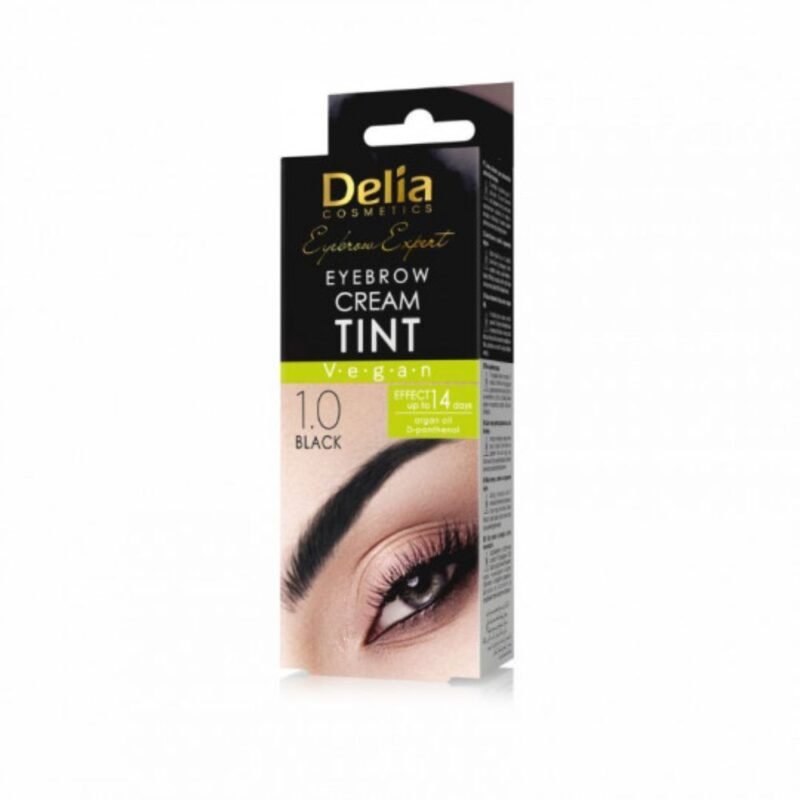 DELIA kreminiai antakių dažai su argano aliejumi 1.0 Juoda, 30 ml