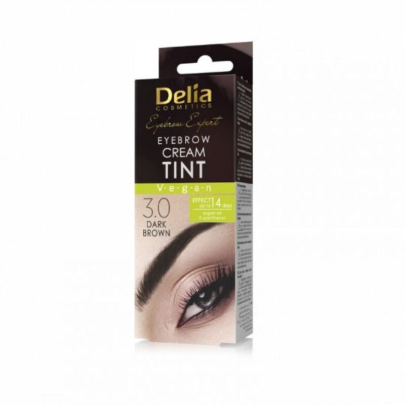 DELIA kreminiai antakių dažai su argano aliejumi 3.0 Tamsiai ruda, 30 ml