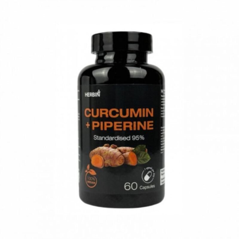 HERBIN CURCUMIN + PIPERINE 95% maisto papildas, 60 kapsulių