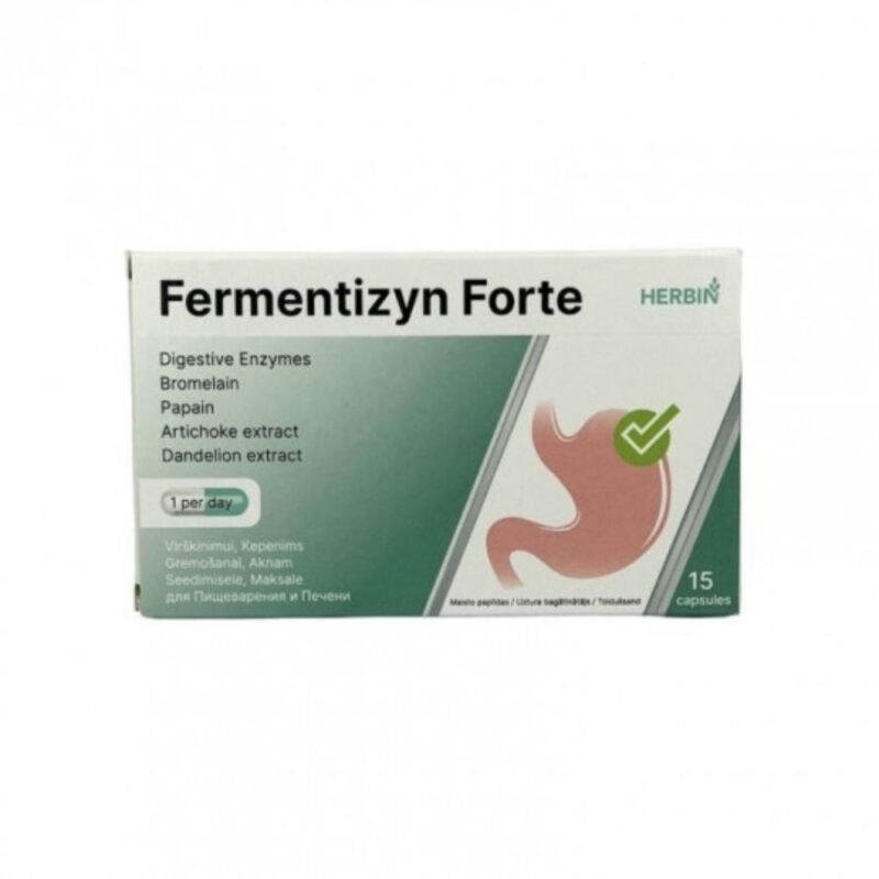 HERBIN Fermentizyn Forte virškinimo fermentai maisto papildas, 15 kapsulių
