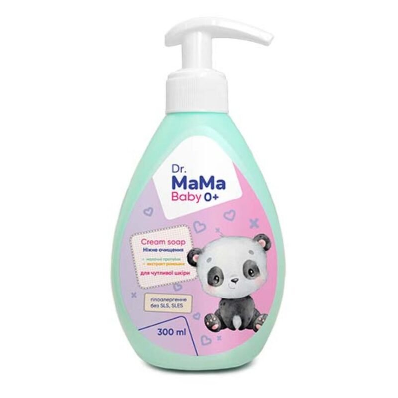 Hipoalerginis kremas-muilas Dr. MaMa Baby 0+ su pieno proteinais, 300 ml