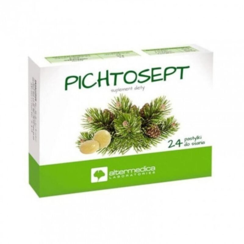 Maisto papildas PICHTOSEPT pastilės su Sibiro eglės aliejumi, 24 pastilės