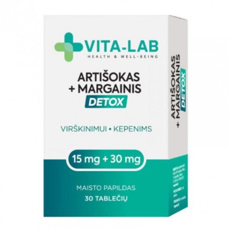VITA-LAB maisto papildas Artišokas + Margainis DETOX, 30 tablečių
