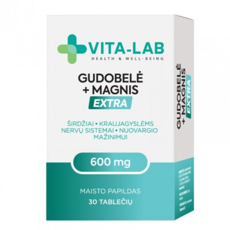 VITA-LAB maisto papildas Gudobelė 600 su magniu EXTRA, 30 tablečių