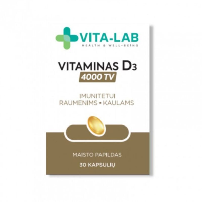 VITA-LAB maisto papildas Vitaminas D3 4000 TV, 30 kapsulių