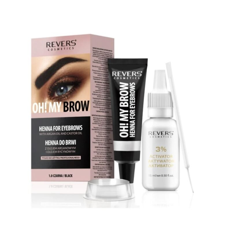 Antakių dažai REVER'S COSMETICS OH! MY BROW henna 1.0 Juoda