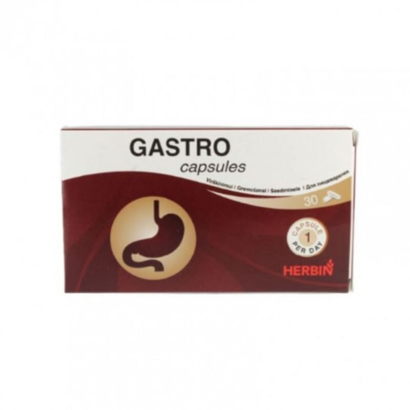 HERBIN Gastro kapsulės virškinimui maisto papildas, 30 kapsulių