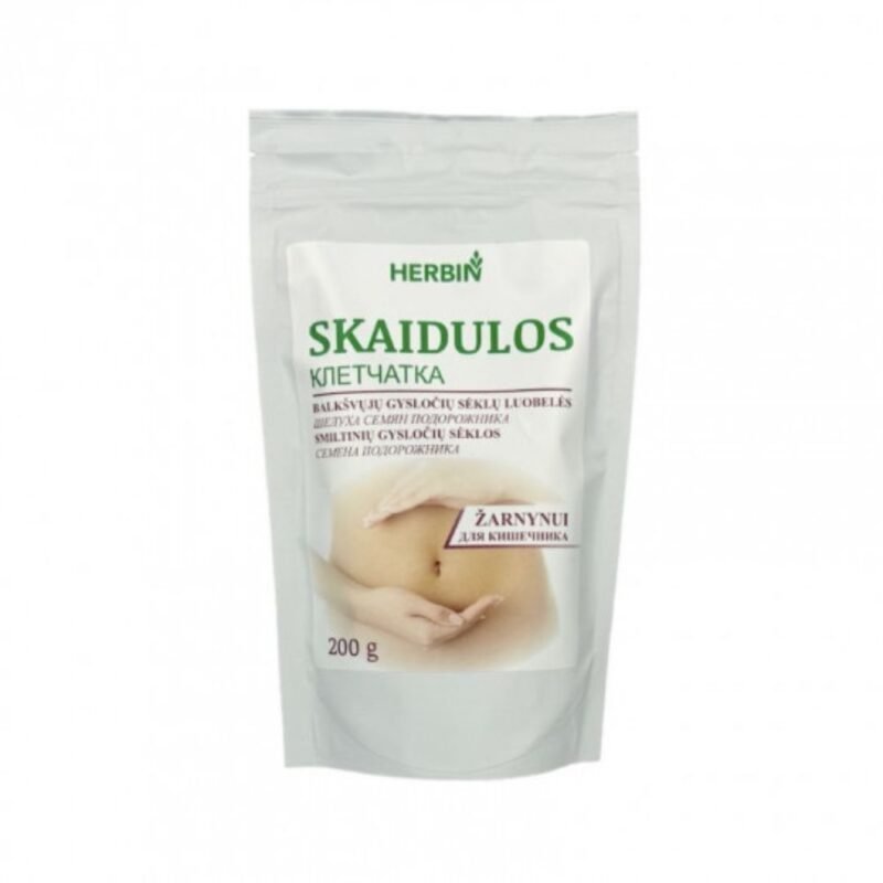 HERBIN Skaidulos žarnynui Gysločių sėklų luobelės + Gysločių sėklos, 200 g