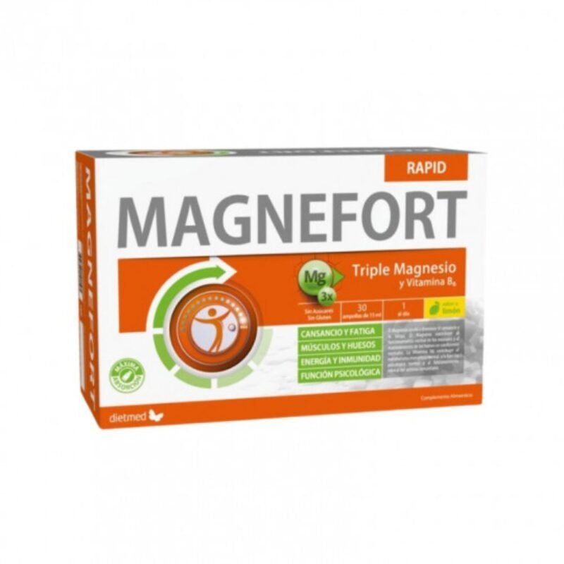 DIETMED maisto papildas MAGNEFORT TRIGUBAS MAGNIS, 30 buteliukų x 15 ml