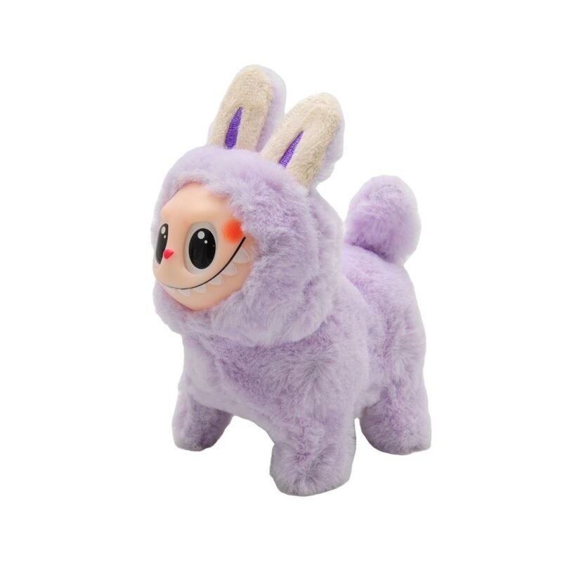 Pliušinis-interaktyvus violetinis žaislas Labubu, 17 cm