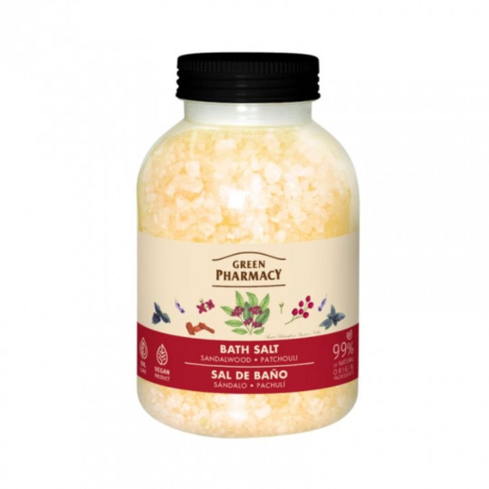 GREEN PHARMACY vonios druska Santalas ir pačiulis, 1000 g