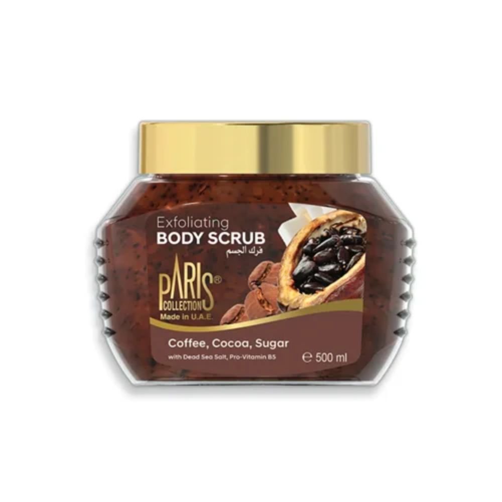 Šveičiamasis kūno šveitiklis PARIS COLLECTION COFFEE, COCOA, SUGAR, 500 ml