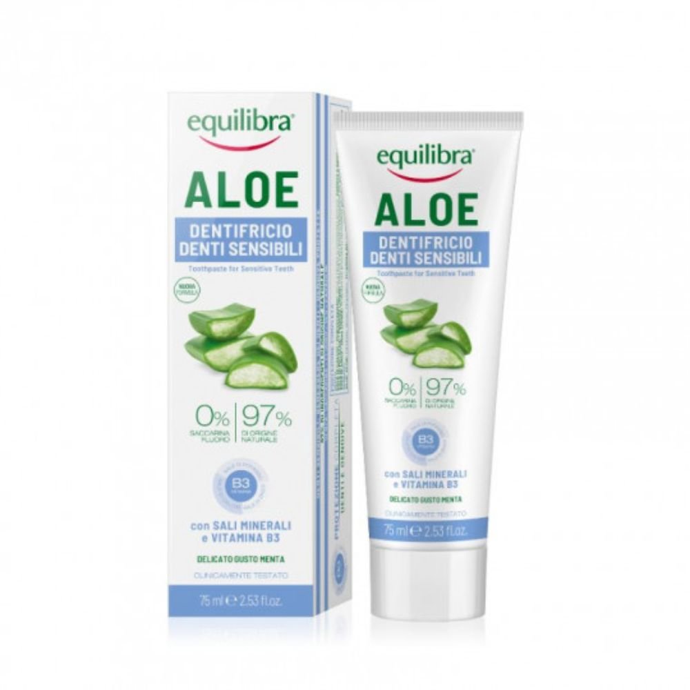 EQUILIBRA Aloe dantų pasta jautriems dantims, 75 ml