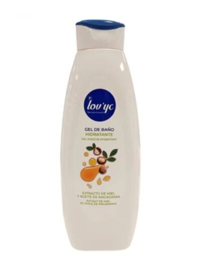 Drėkinamoji dušo želė LOVYC su medaus ekstraktu ir makadamijų aliejumi, 750 ml