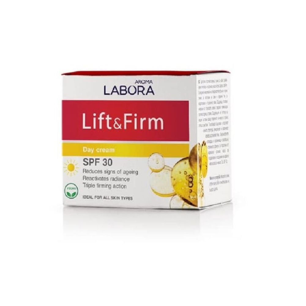 AROMA LABORA pakeliamasis ir stangrinantis dieninis kremas visiems odos tipams SPF 30, 50 ml