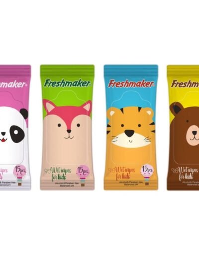 FRESHMAKER KIDS vaikiškos drėgnos servetėlės, 15 vnt.